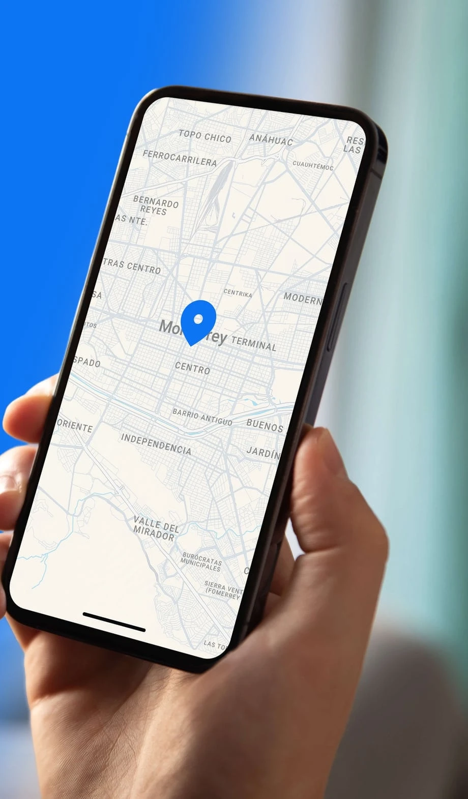 Celular con el mapa de rastreo GPS de TransNort